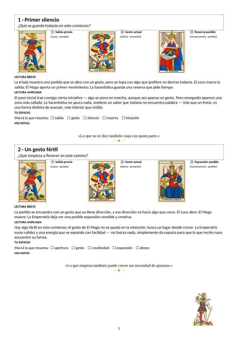 Página interior del fascículo, con dos fichas de tríadas